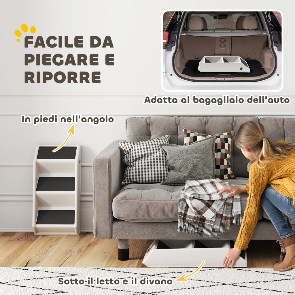 Scaletta per Cani e Gatti con 3 Scalini ¨C zephmum ¨C Crema