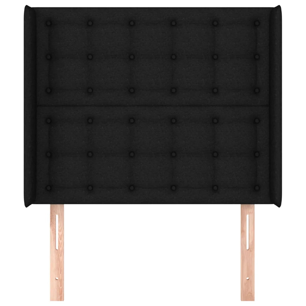 Testiera | Testata ad Orecchio Nera 93x16x118/128 cm in Tessuto