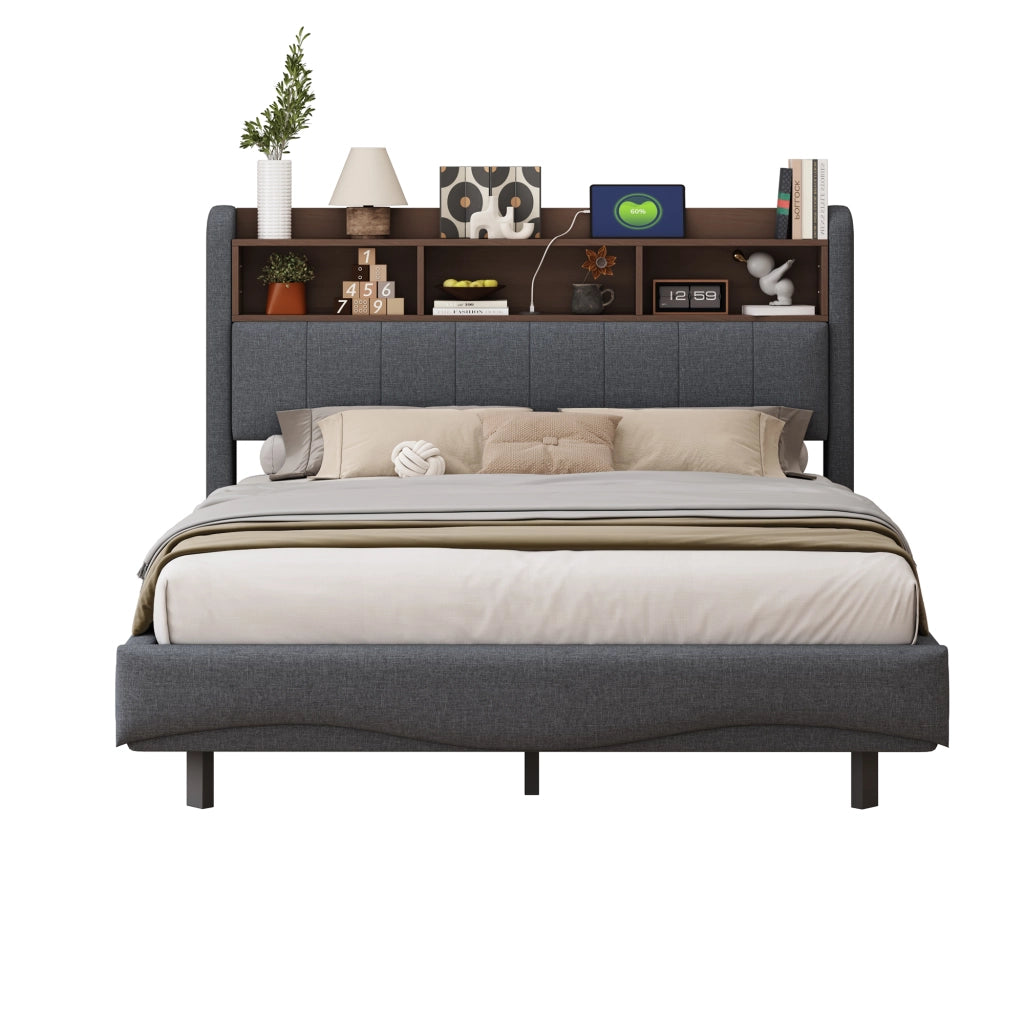letto imbottito lino grigio 140 x 200 cm