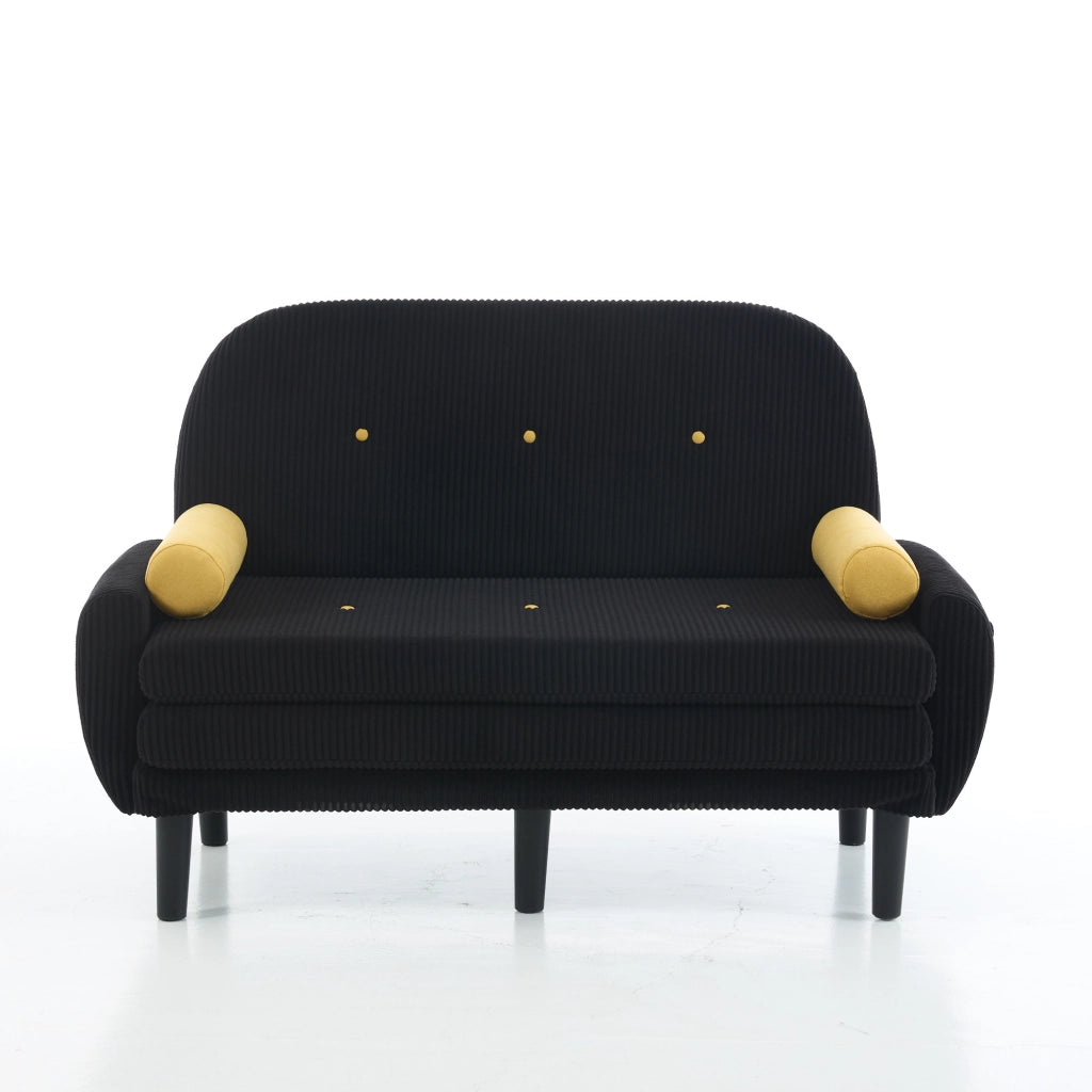 Divano Loveseat con Vano Contenitore ¨C MINIMAL ¨C Nero, Tessuto a Coste