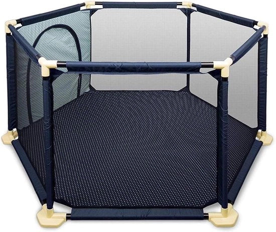 Box per bambini ultraleggera pieghevole con protezione contro lo slittamento e sicura rete - facile da montare e smontare - Navy - box per bambini - box per neonati Box pieghevole per bambini