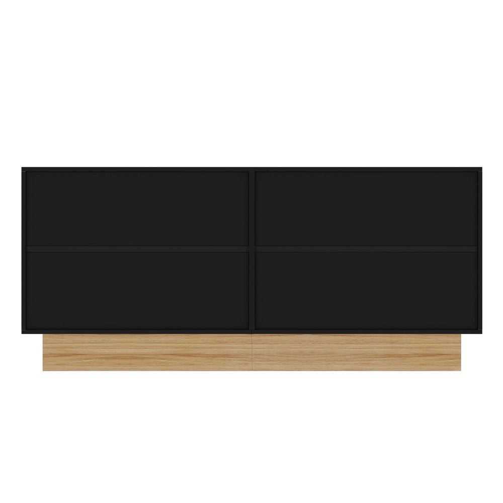 Credenza Moderna 4 Ante ¨C MINIMAL ¨C Bianco/Legno, 160x75x38