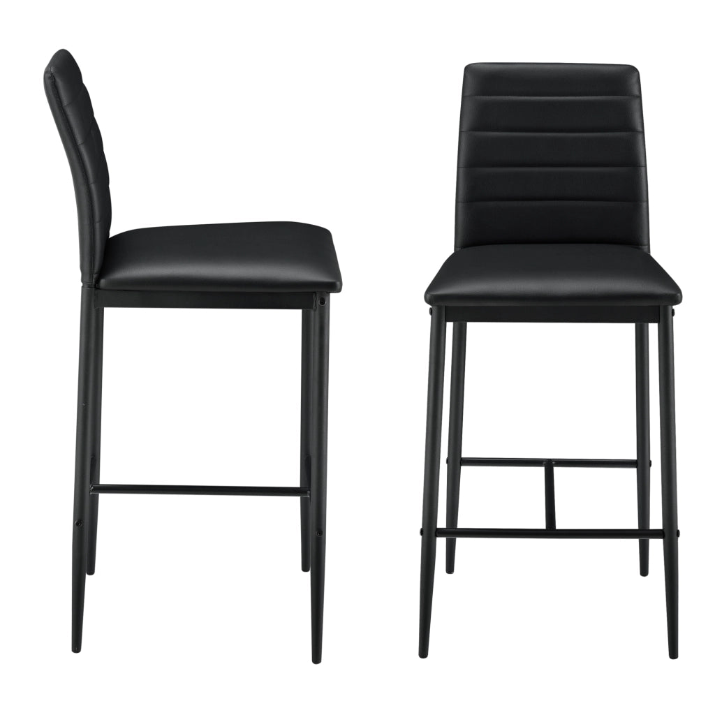 Set Lidköping di 2 Sgabelli da Bar con Schienale - Nero [en.casa]