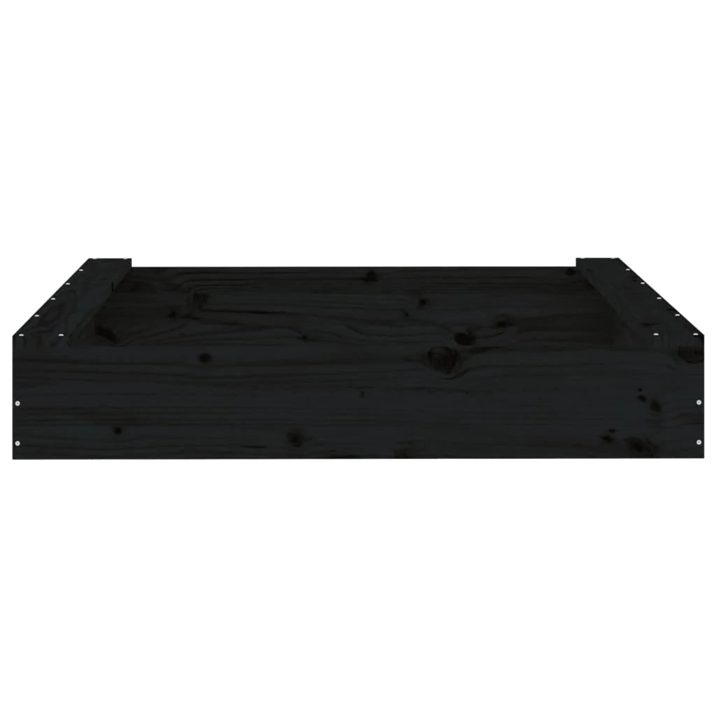 Sabbiera per bambini area giochi da giardino esterna con posti a sedere quadrati legno massello di pino nero 02_0041526