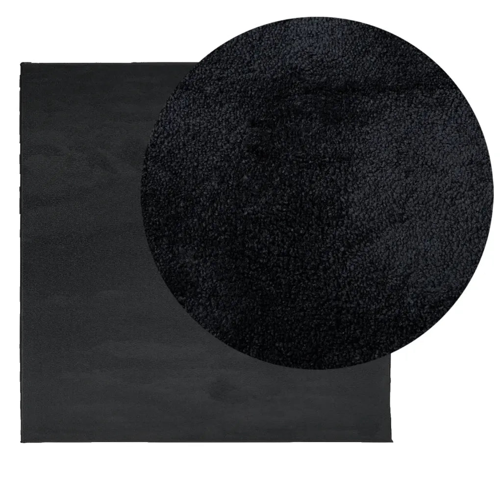 Tappeto del soggiorno | Tappeto OVIEDO a Pelo Corto Nero 200x200 cm