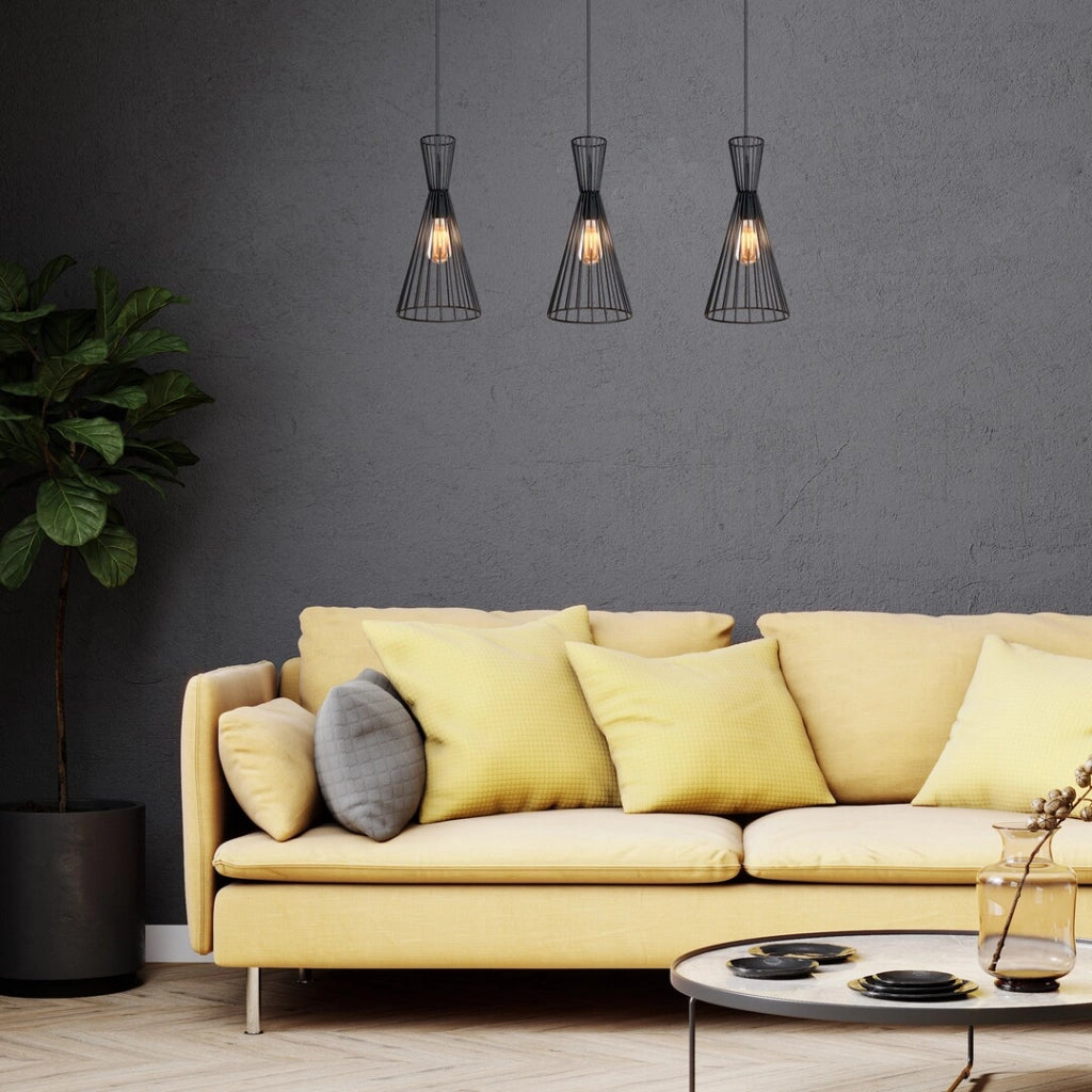 Lampada a sospensione industriale Rabalux Leandros nera 3xE27