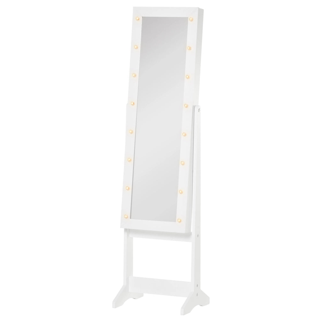 Organizzatore Gioielli Specchio con Luci LED ¨C Minimal ¨C 36x30x136 cm Bianco