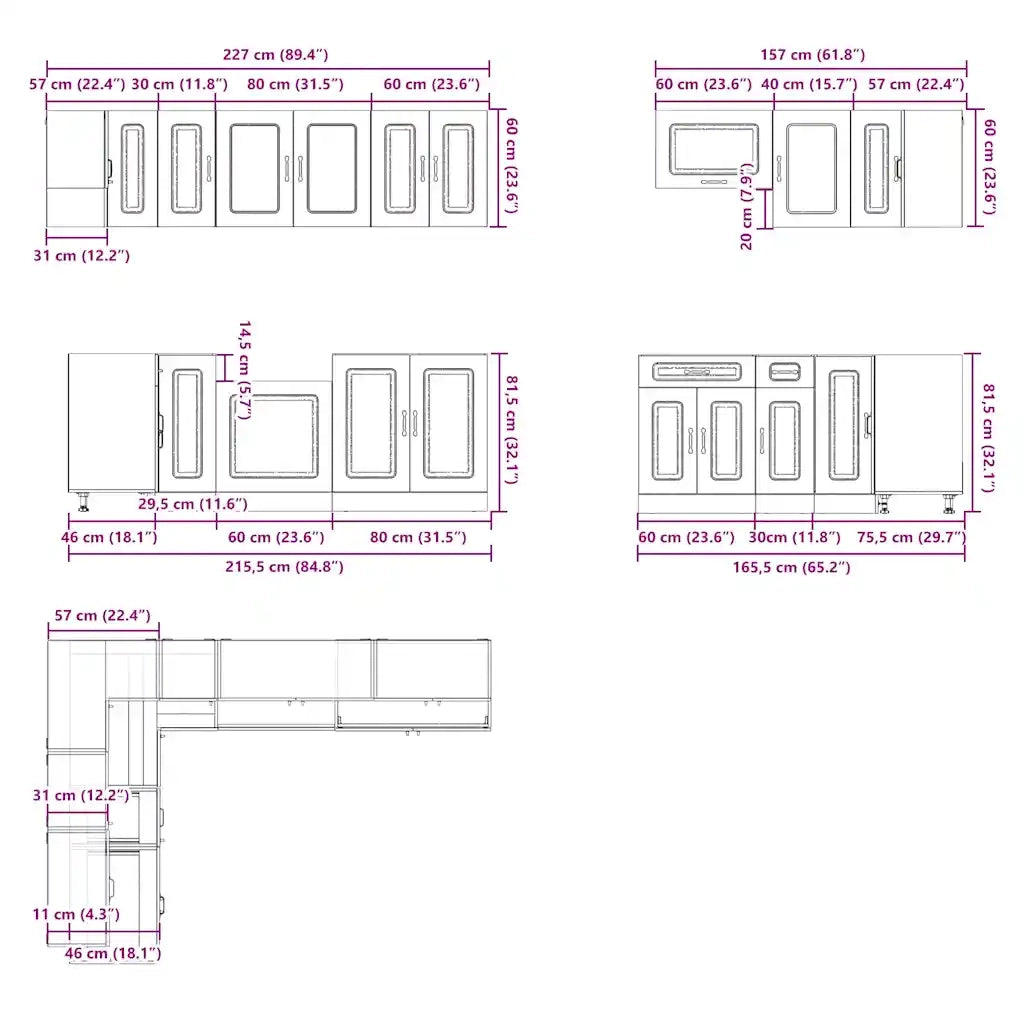 Set Mobili da Cucina 11 pz Lucca Neri Legno Multistrato 3314922