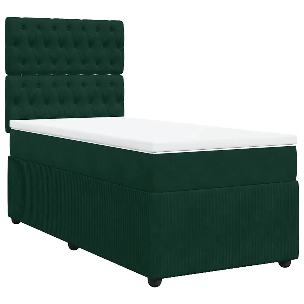 Giroletto a Molle con Materasso Verde Scuro 90x200 cm Velluto 3292247