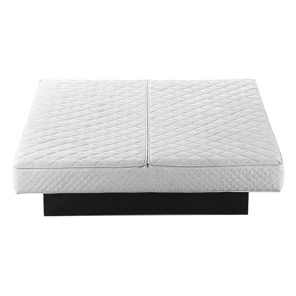 Letto matrimoniale ad acqua in velluto grigio con cassapanca 140 x 200 cm moderno glam morbido materasso camera da letto