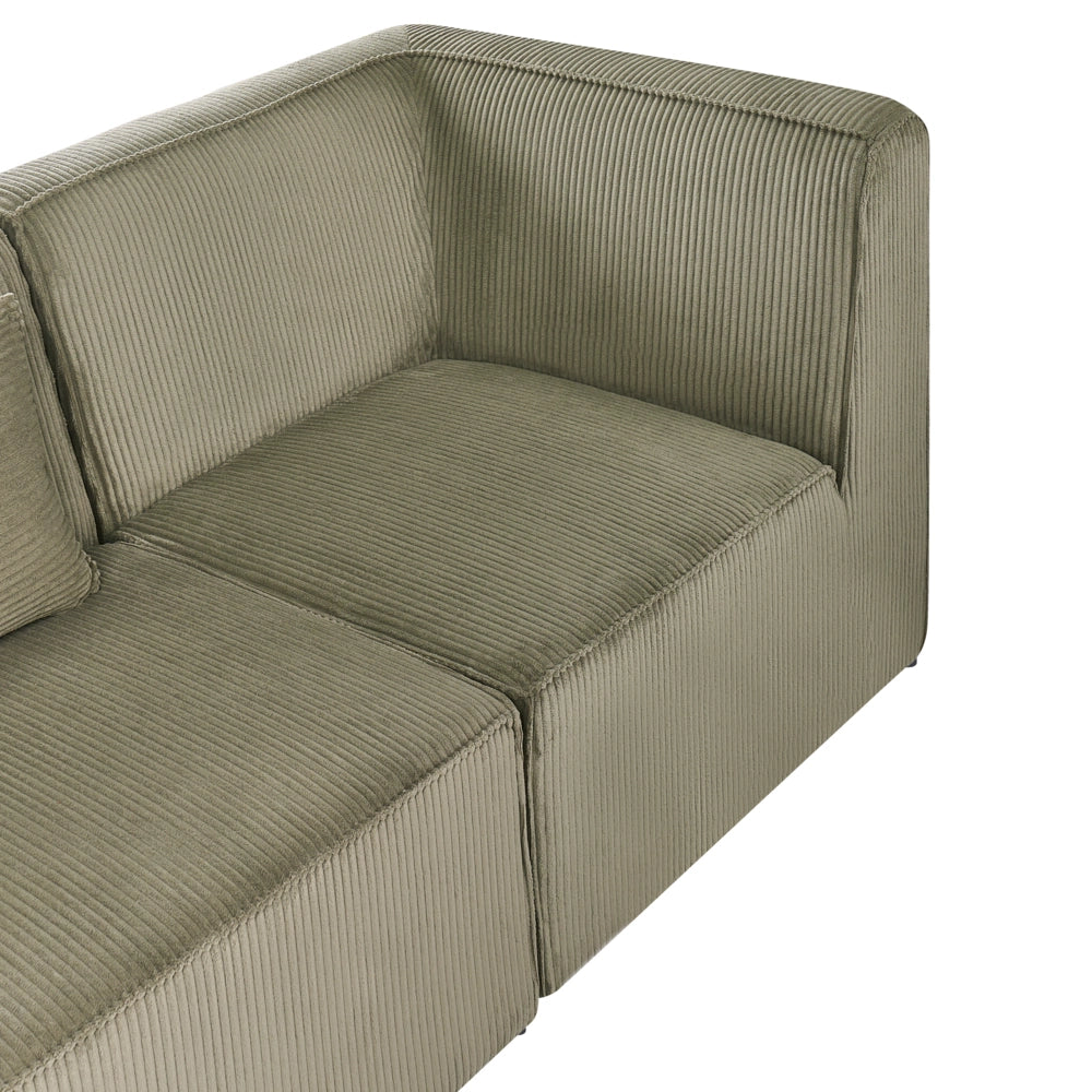 Divano modulare lato destro 4 posti con Ottomana in Velluto a coste verde design moderno soggiorno
