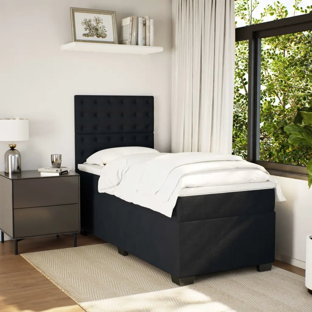 Giroletto a Molle con Materasso Nero 100x200 cm in Velluto