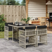 Set Pranzo da Giardino 5pz con Cuscini Grigio Chiaro Polyrattan