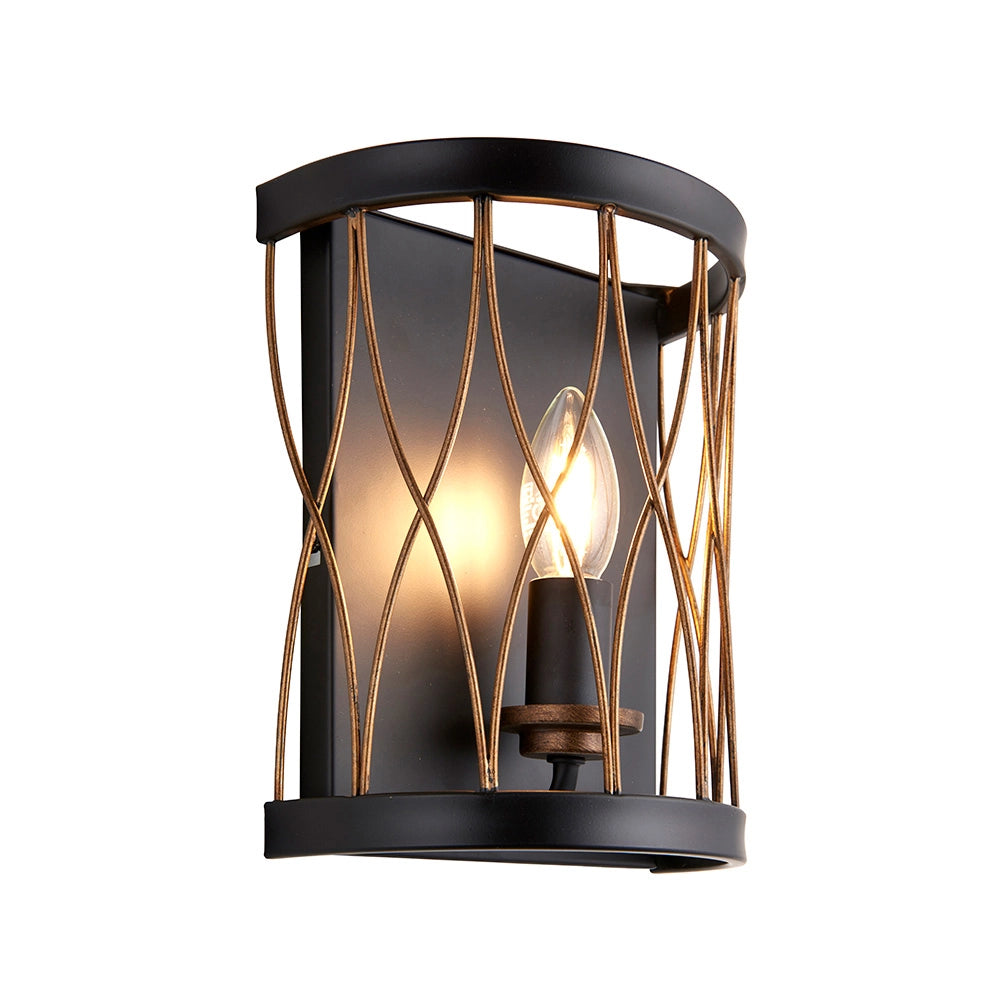 Applique rustica Heston nero opaco 1xE14 40W Endon acciaio