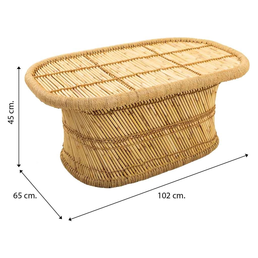Tavolino in bambù marrone 102x65x45h