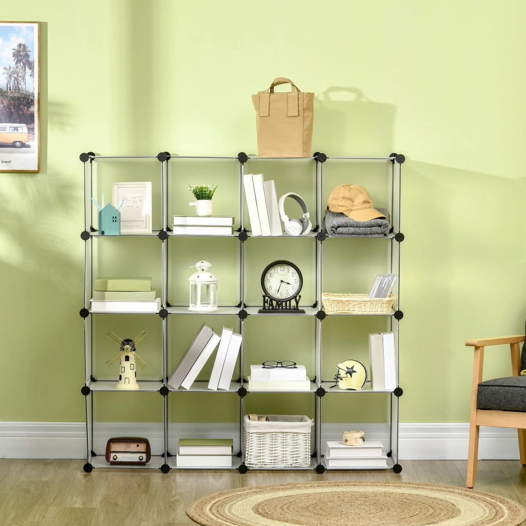 Sistema scaffali modulare con 16 cubi ¨C Minimal ¨C Nero e bianco 80x30x24 cm