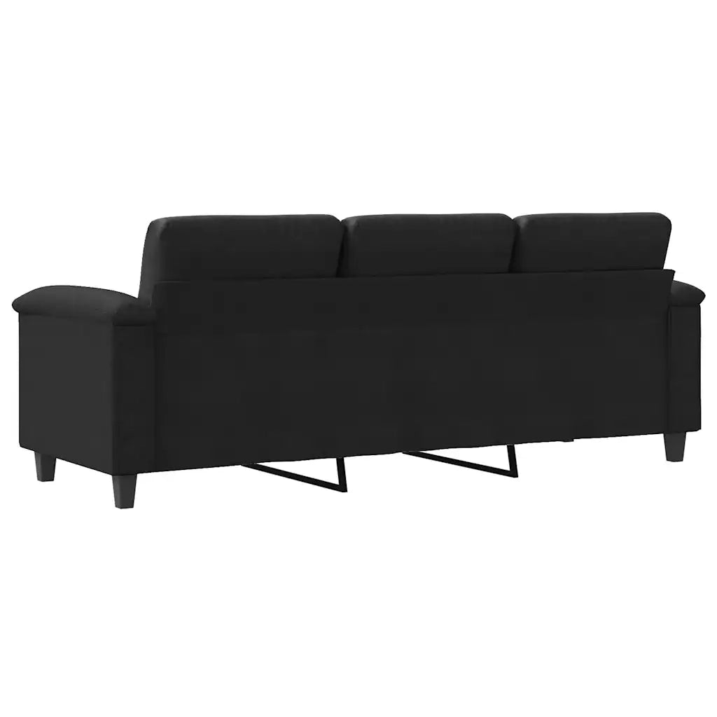 Divano | Divano da soggiorno | Sofa a 3 Posti Nero 180 cm in Tessuto Microfibra