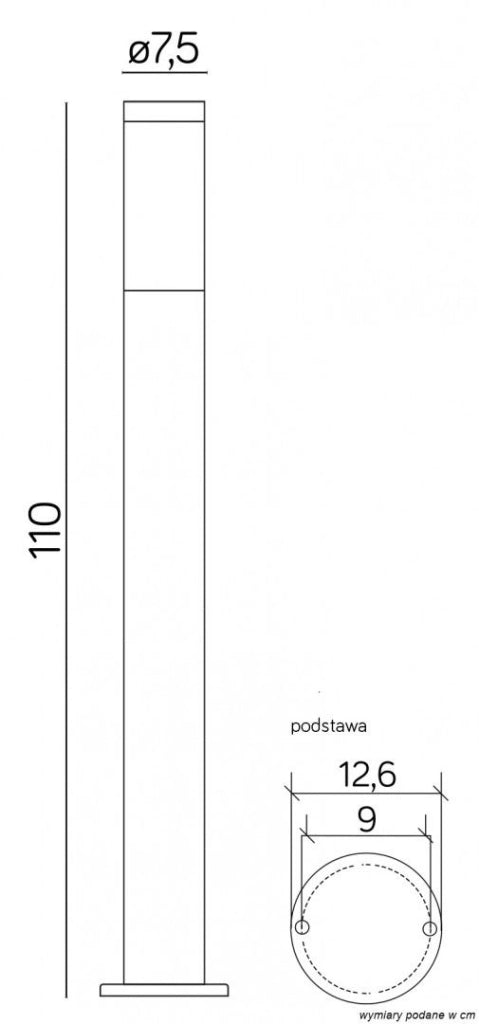 Paletto da giardino Inox 110cm E27 argento IP44 SU-MA