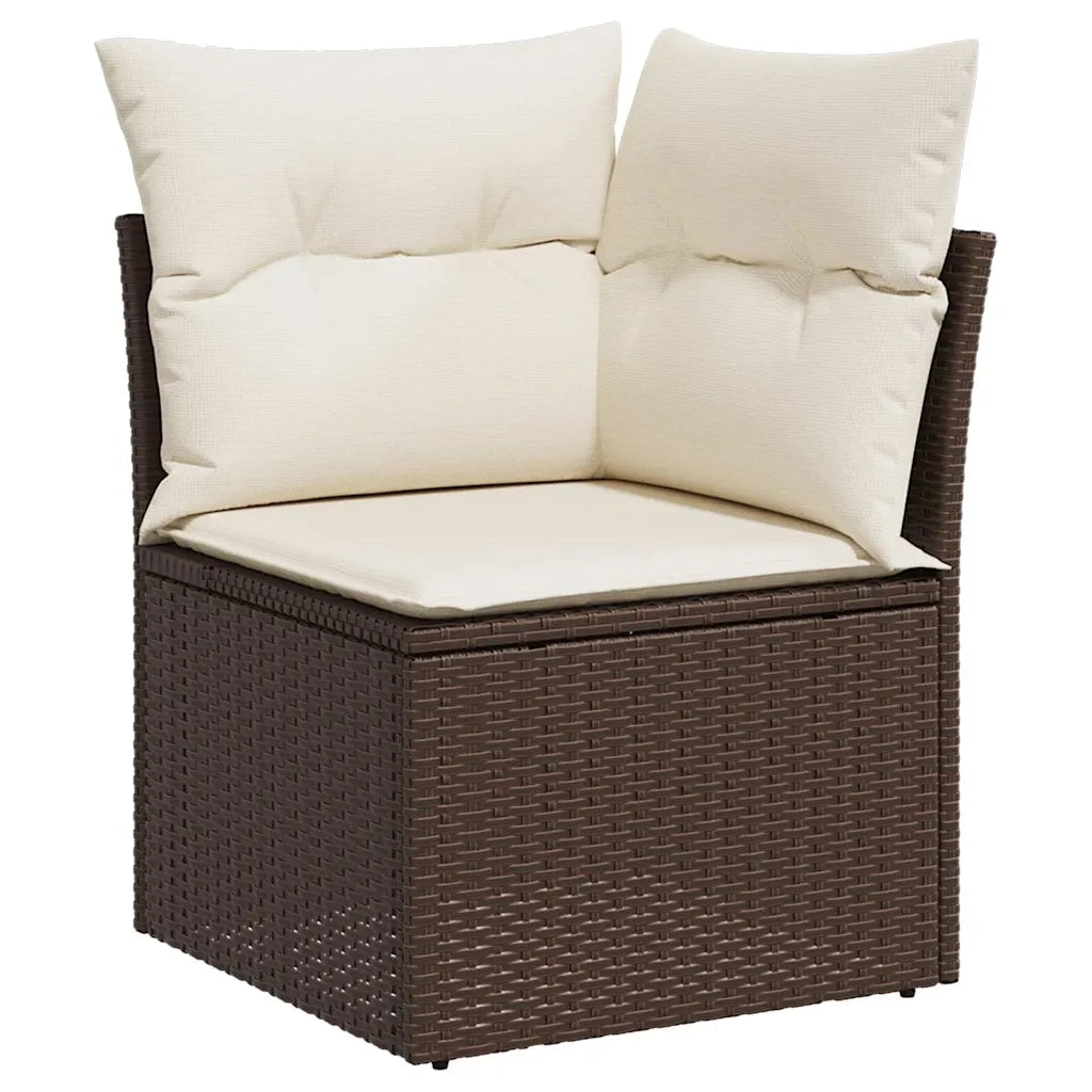 Set Divani da Giardino 11 pz con Cuscini Polyrattan Marrone 3218103