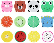 Supporti in silicone, 12 pezzi – 5 animali e 7 frutta