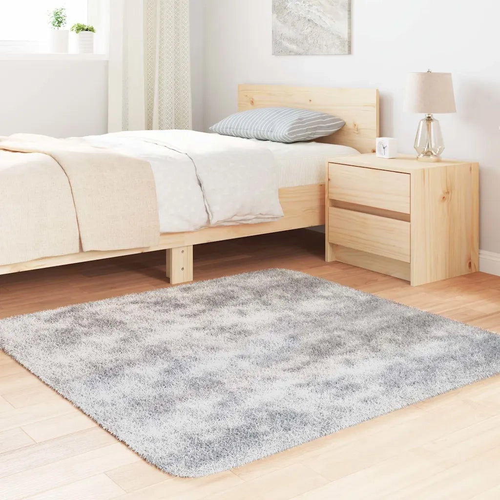 Tappeto del soggiorno | Tappeto Shaggy a Pelo Lungo NAVARRA Grigio Argento 120x120cm