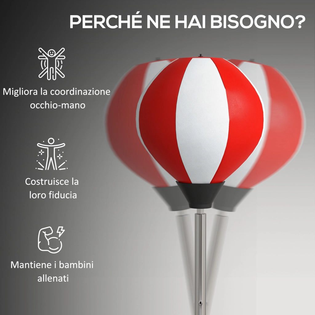 Punching Ball da Terra Regolabile ¨C Minimal ¨C Rosso e Bianco 43x43x126-144 cm