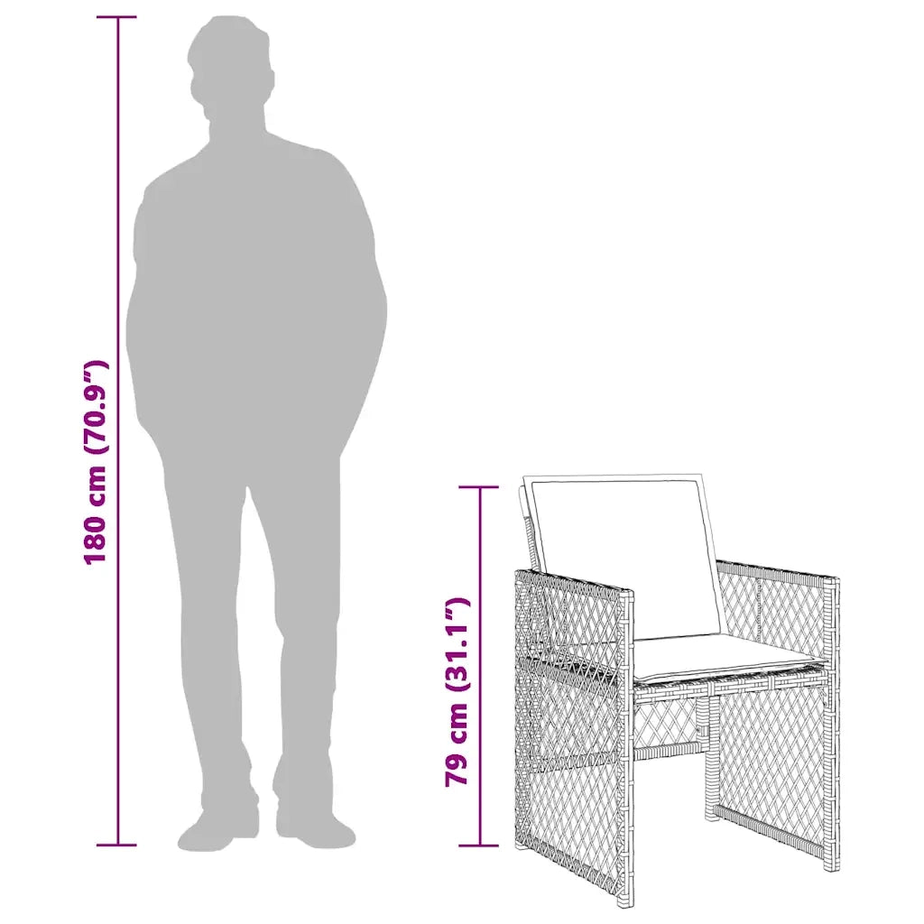 Set da Pranzo da Giardino 15 pz con Cuscini Marrone Polyrattan 3210873