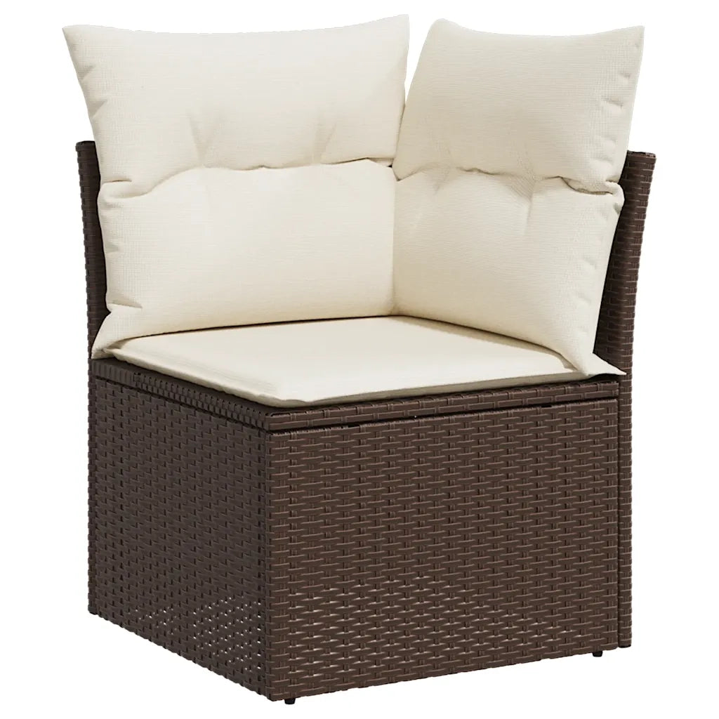 Set Divani da Giardino 11 pz con Cuscini Polyrattan Marrone 3218263