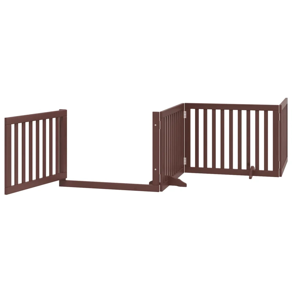 Cancello Cani Porta Pieghevole Marrone 4 Pannelli 320cm Pioppo 352265