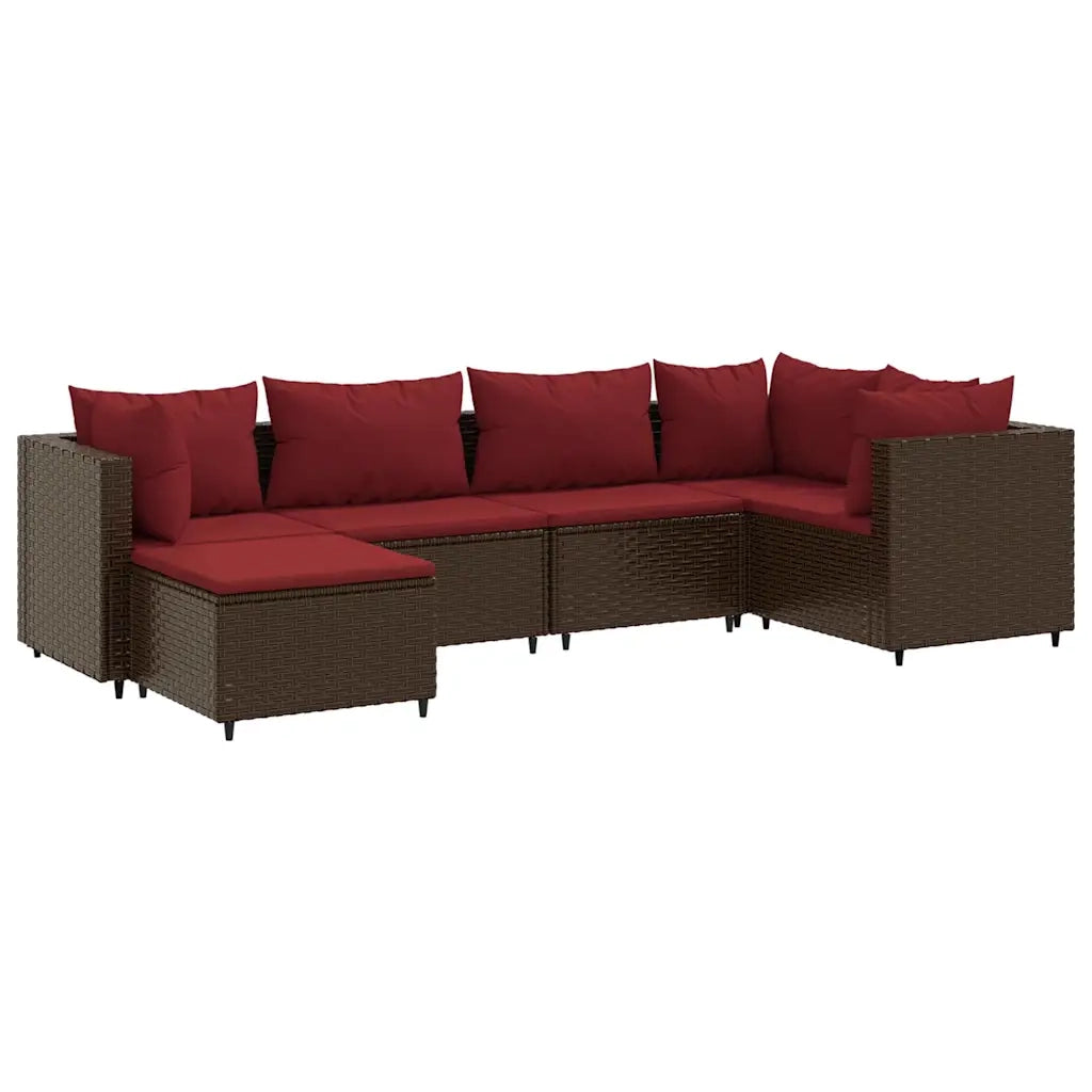 Set Mobili da Giardino 6pz con Cuscini in Polyrattan Marrone 3308213