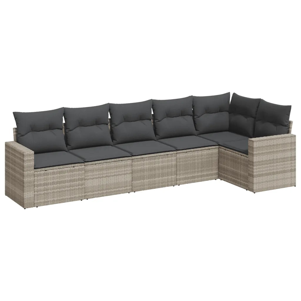 Set Divano da Giardino 6pz con Cuscini Grigio Chiaro Polyrattan 3251329