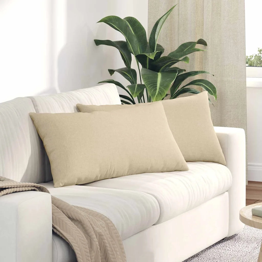 Cuscini da Divano 2 pcs Crema 80 x 40 cm Tessuto 42013703