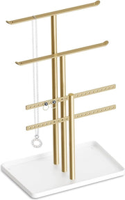 Organizzatore di gioielli, Stand per gioielli 32 cm grande, 4 livelli, Rettifica Organizzatore di gioielli da viaggio, Cassetto per gioielli per collana, bracciale, profumo e orecchini, Estetica decorativa
