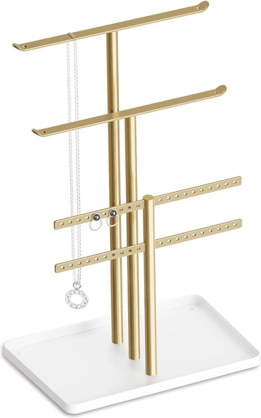 Organizzatore di gioielli, Stand per gioielli 32 cm grande, 4 livelli, Rettifica Organizzatore di gioielli da viaggio, Cassetto per gioielli per collana, bracciale, profumo e orecchini, Estetica decorativa