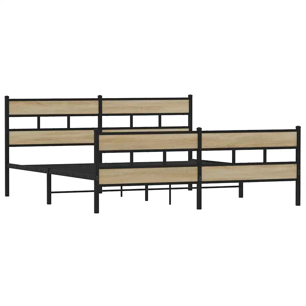 Letto matrimoniale | Letto per adulti | Giroletto senza Materaso in Metallo Rovere Sonoma 180x200 cm