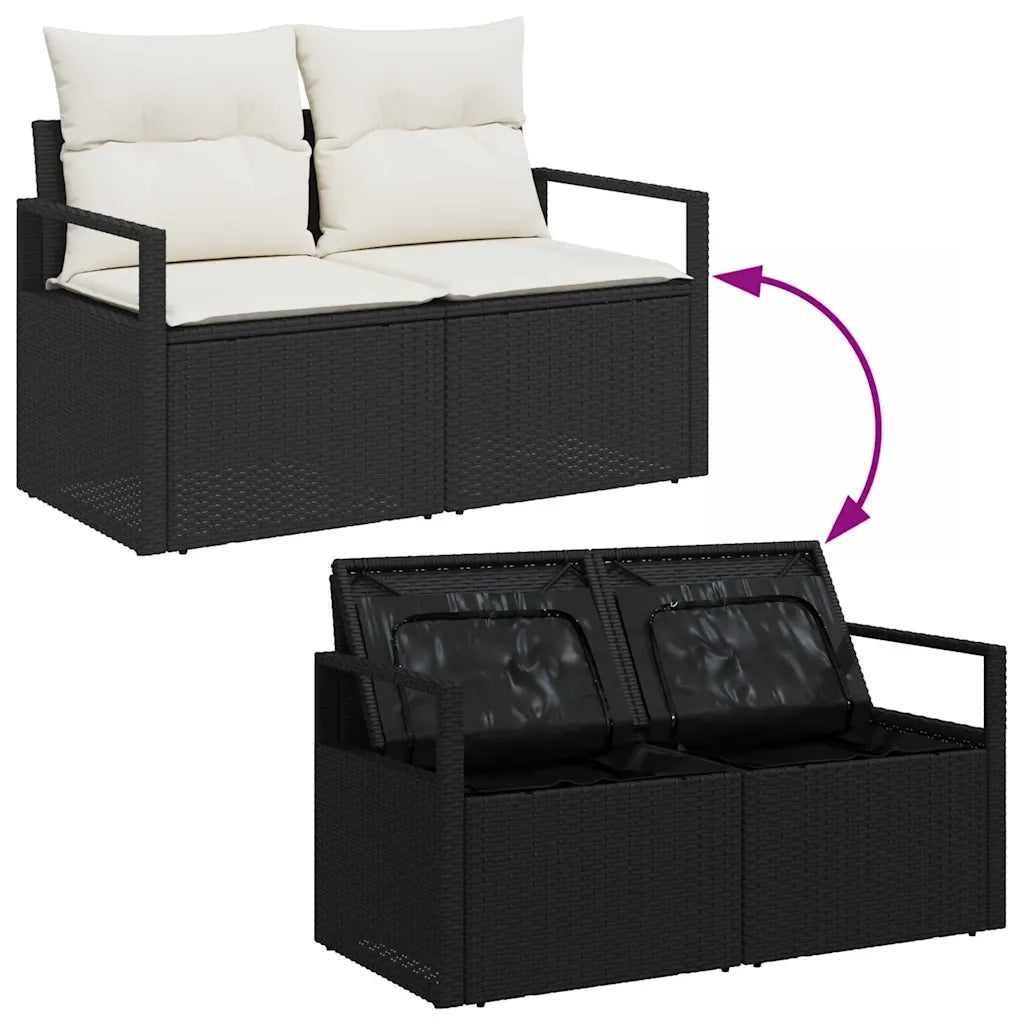 Set Divano da Giardino con cuscino 7 pcs Nero polyrattan 3360428
