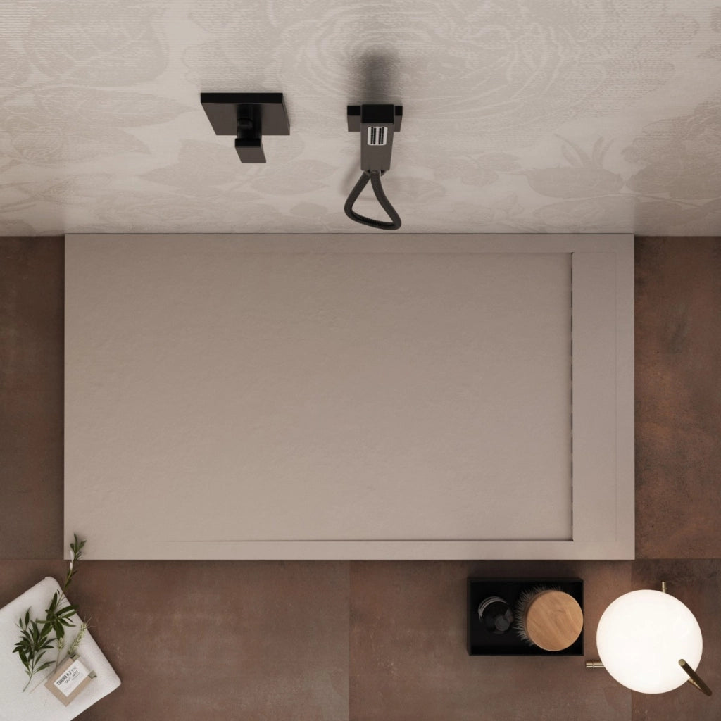 Piatto doccia in marmoresina sabbia effetto pietra cemento prestige, misura 80x200