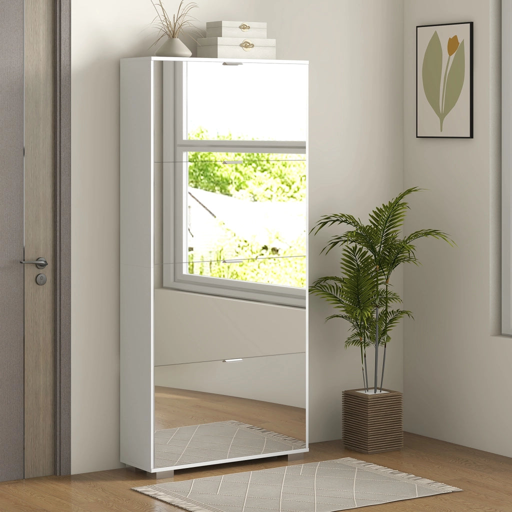 Scarpiera con Specchio e Cassetti ¨C Minimal ¨C Bianco 76x26x178