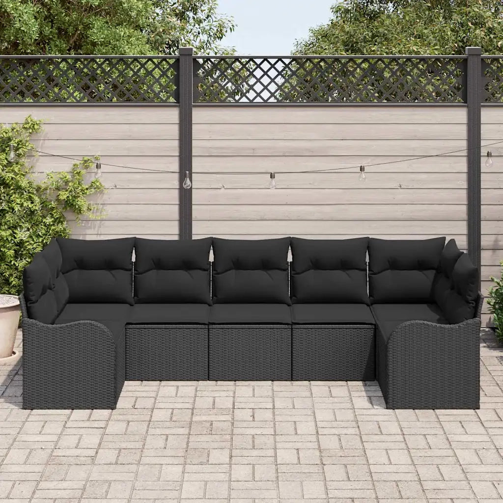 Set Divano da Giardino Nero polyrattan