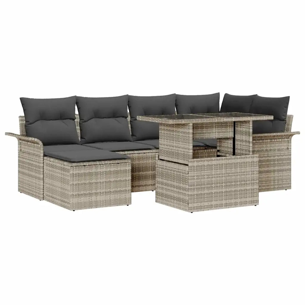 Set Divano da Giardino 7 pcs Grigio chiaro Poly Rattan 3348318