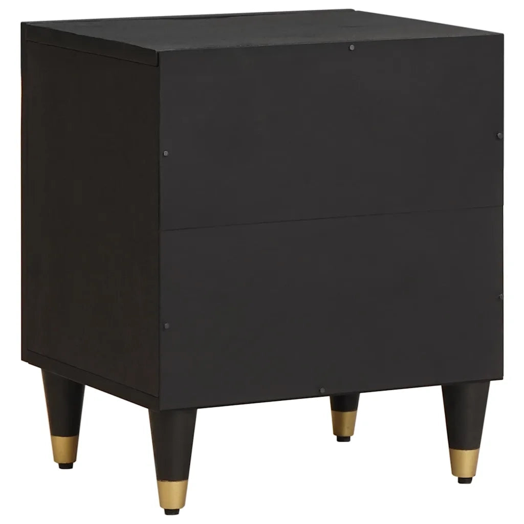 Comodino | Armadio da Notte | Mobiletto da notte con porta Nero 40 x 33 x 46 cm Legno di mango massello