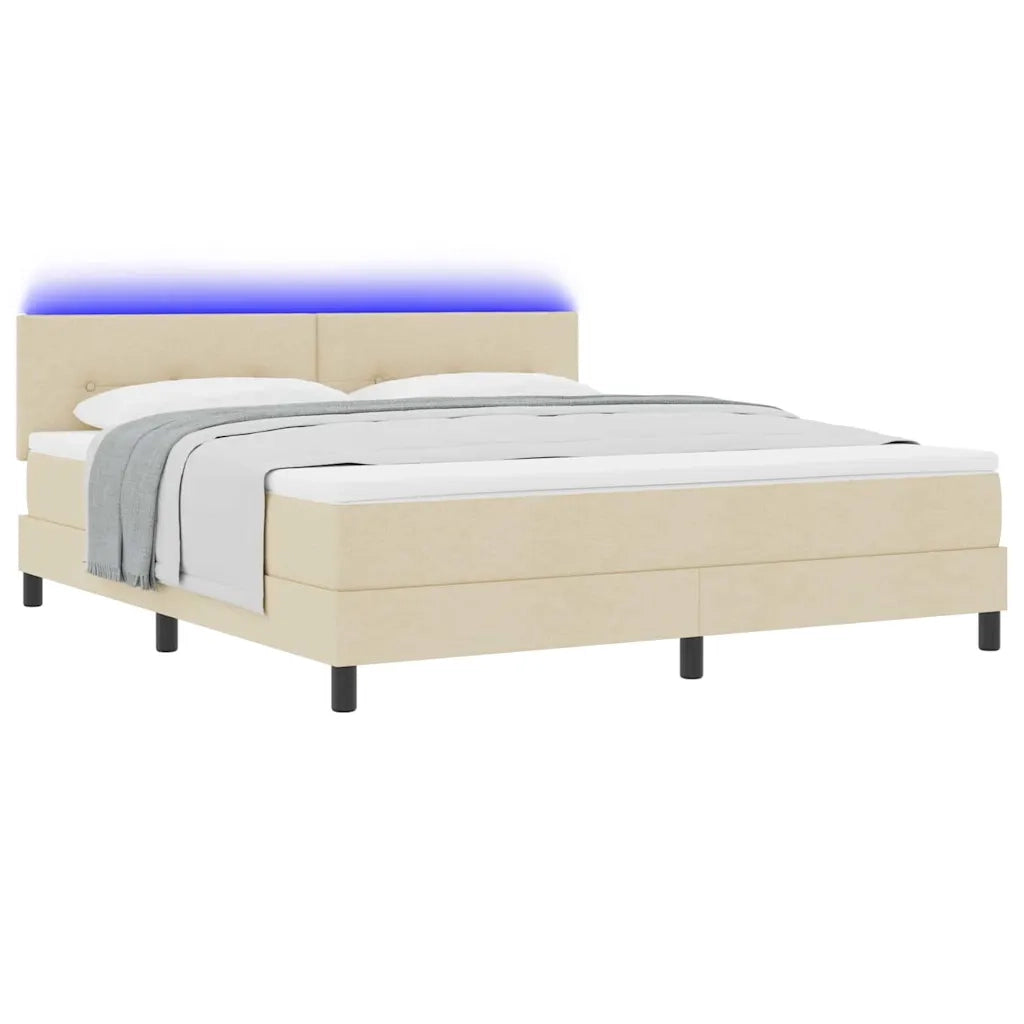 Letto a molle con materasso con led Crema 180 x 200 cm Tessuto 3342231