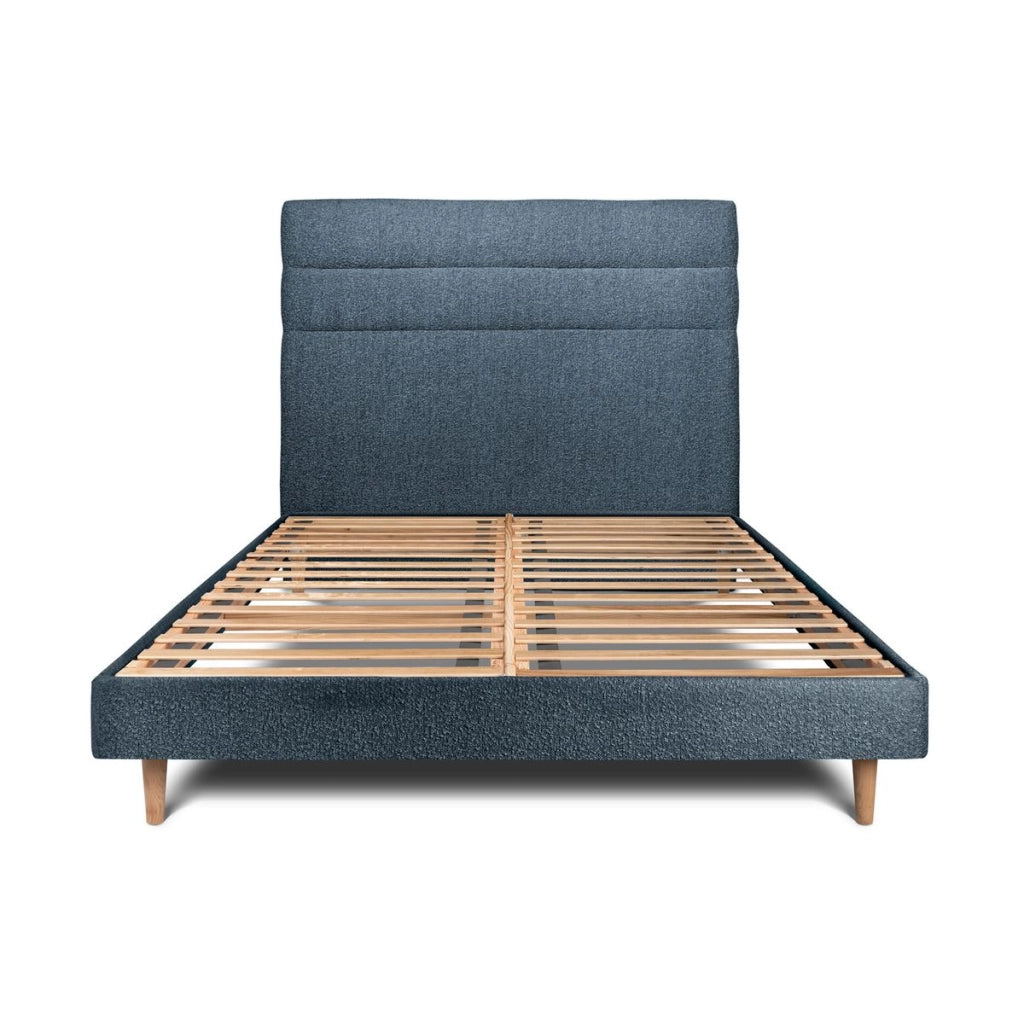 Letto 140x200 cm con testiera in linea - tessuto bouclé
