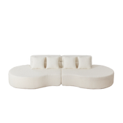 Divano modulare 2 pezzi - con design curvo e schienale a livelli - in chenille - beige