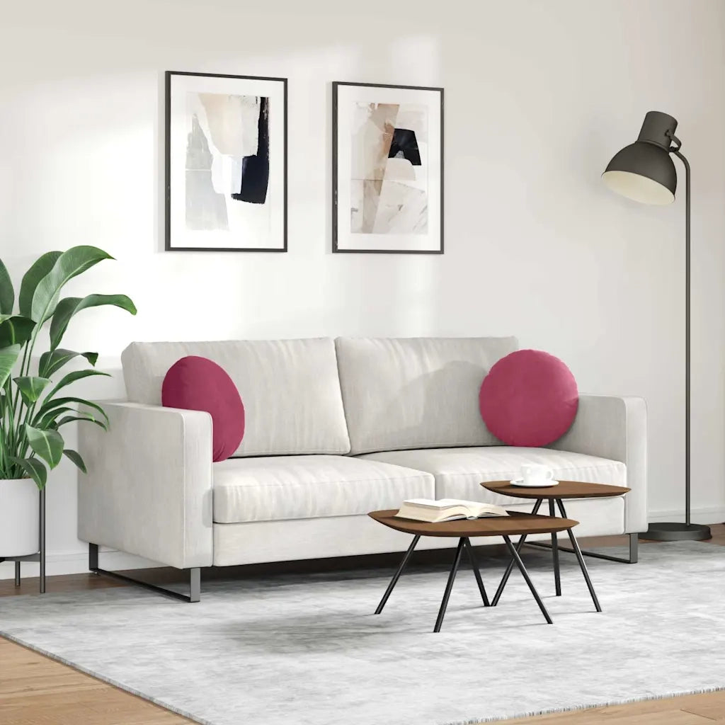 Cuscini per Seduta 2 pcs Rosso Vino Ø 40 x 13 cm Velluto 42014142