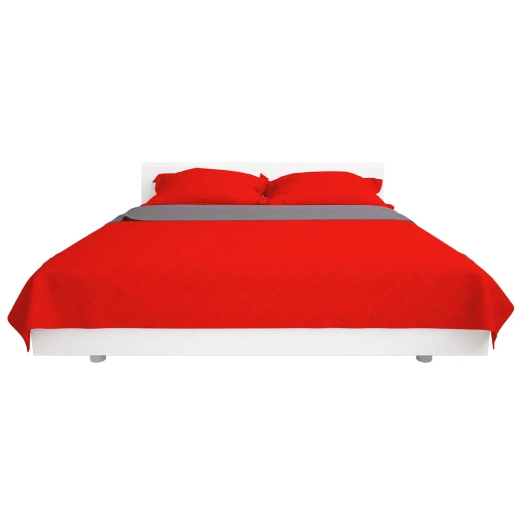 Copriletto Double-Face Trapuntato Rosso e Grigio 230x260 cm 131557
