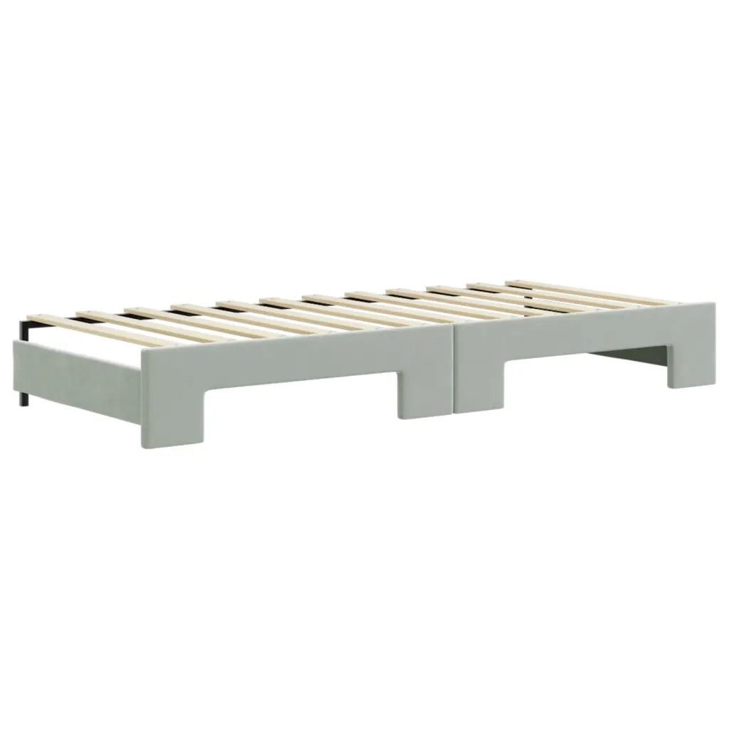Divano Letto con Letto Estraibile Grigio Chiaro 90x200 Velluto 3197301