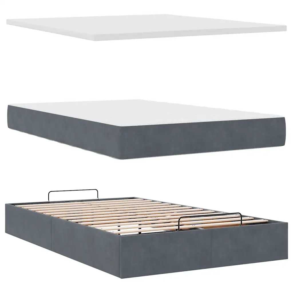 Pouf Letto con Materasso e LED Grigio Scuro 120x190cm Velluto 3312609