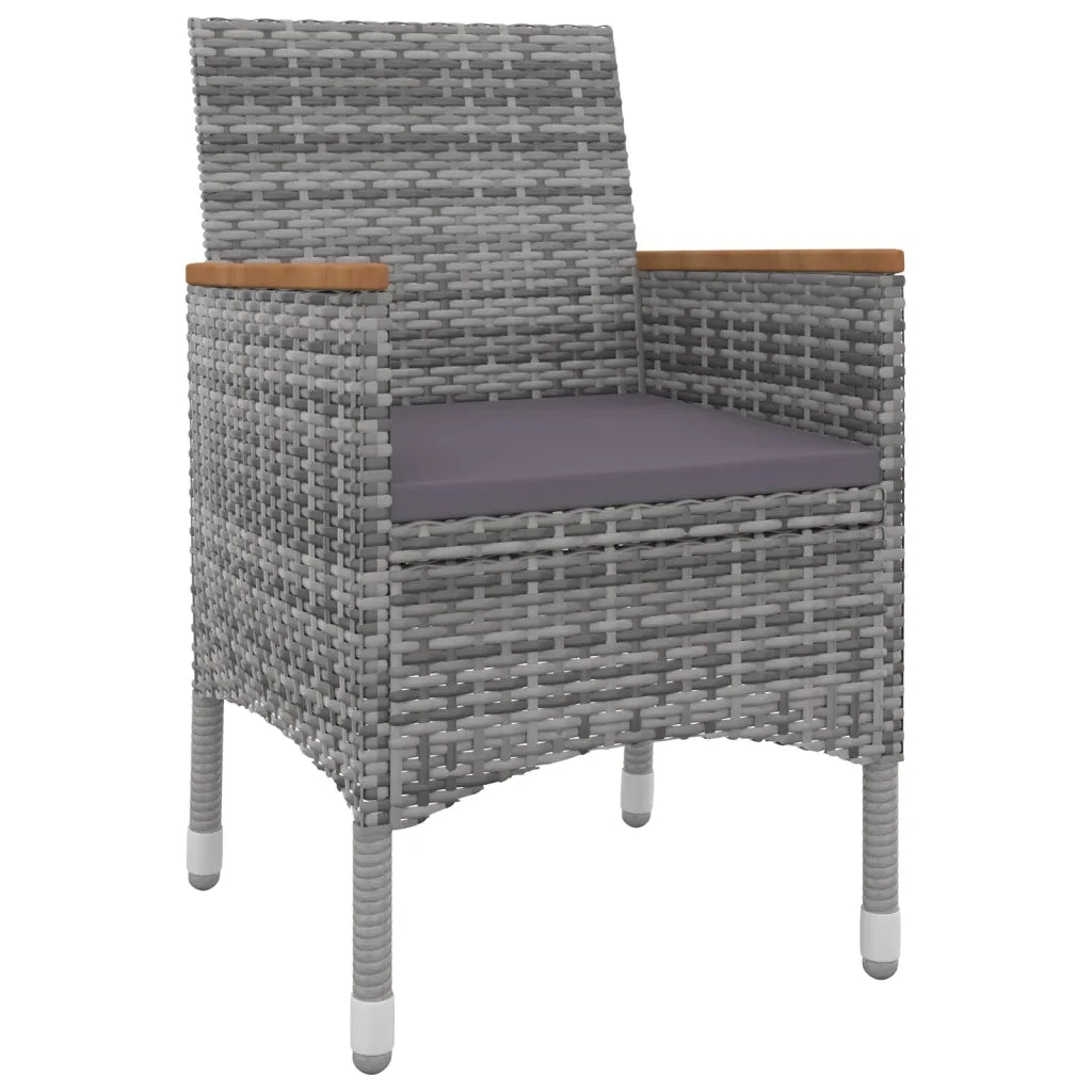 Set da Pranzo per Giardino 3 pz con Cuscini Polyrattan e Vetro 3099775