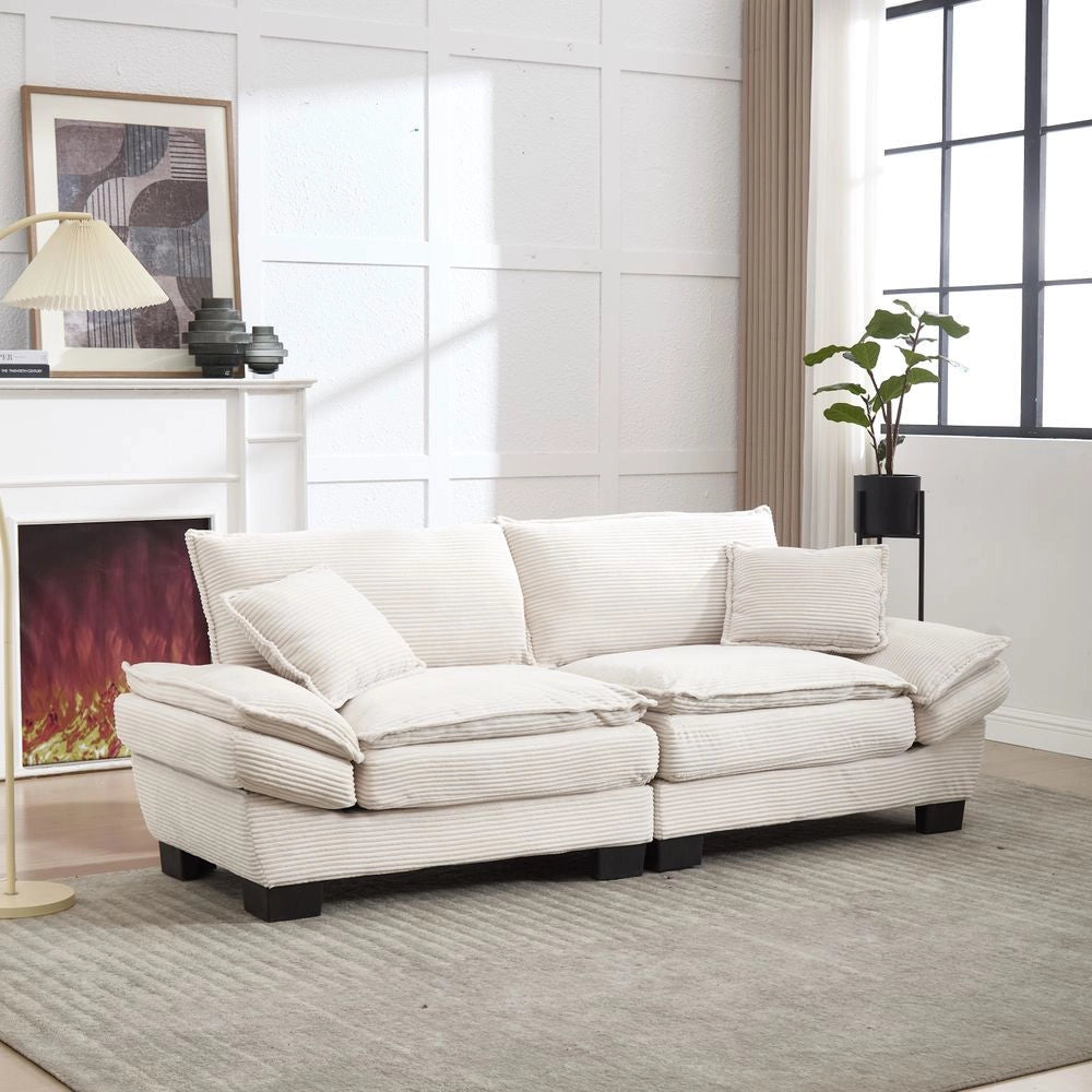 Divano doppio con coperta - Xylo - beige, cuscino, per studio/soggiorno